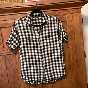 Madewell short sleeve collared gingham shirt xs